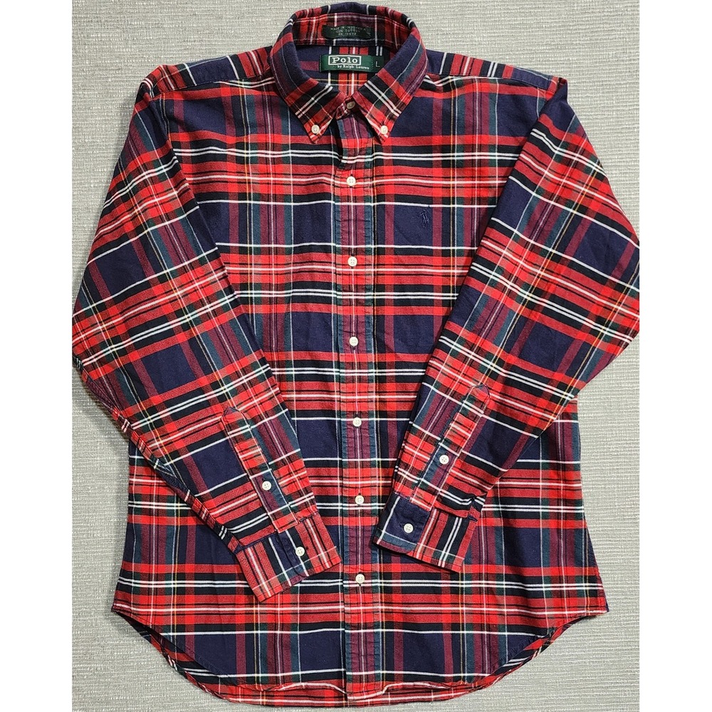 Polo Ralph Lauren Plaid Button Down Shirt Men's Large Red Navy Green Classic Fit